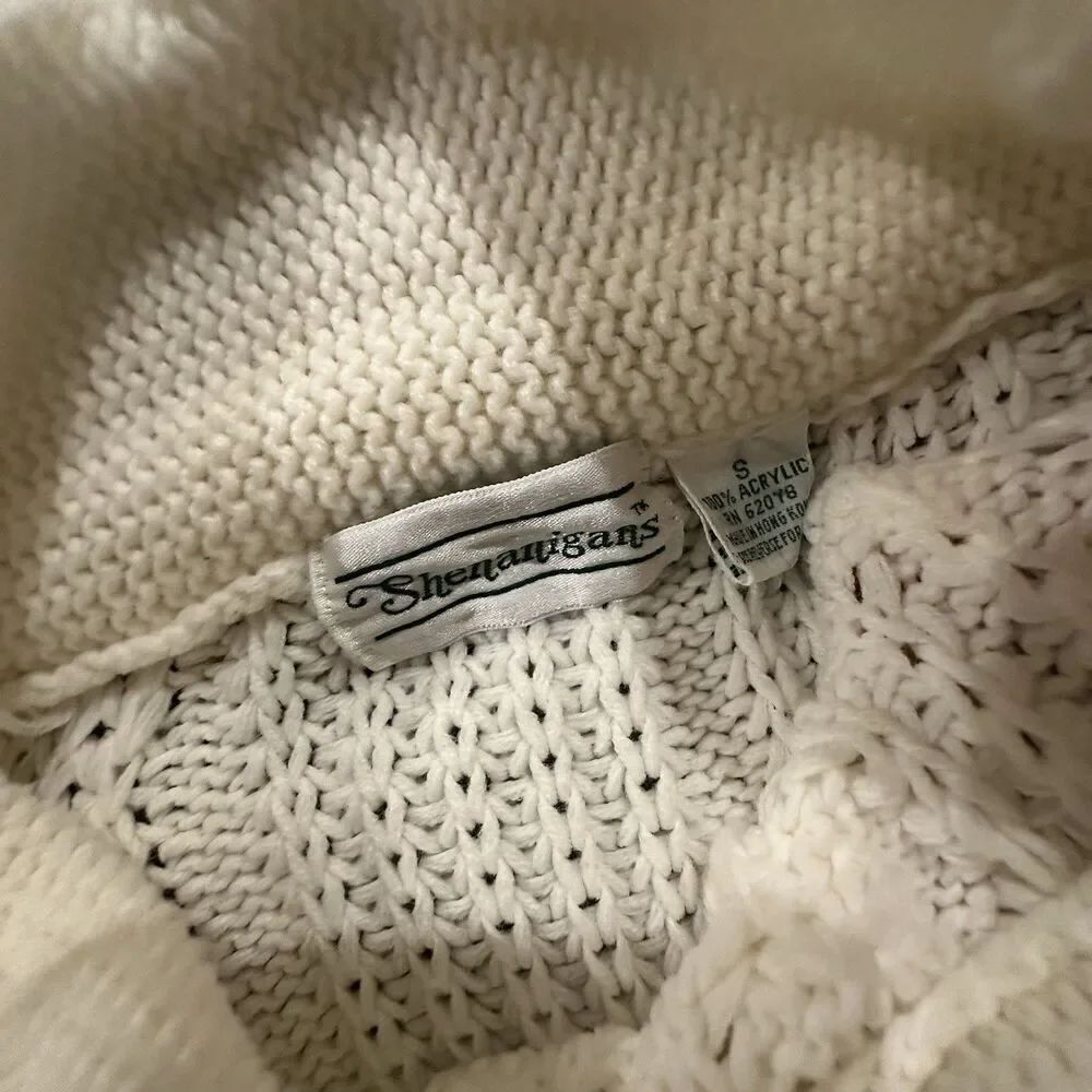 Vintage Shenanigans Chunky Cable Knit Sweater Womens Small 80s 90s See Through - Picture 4 of 7